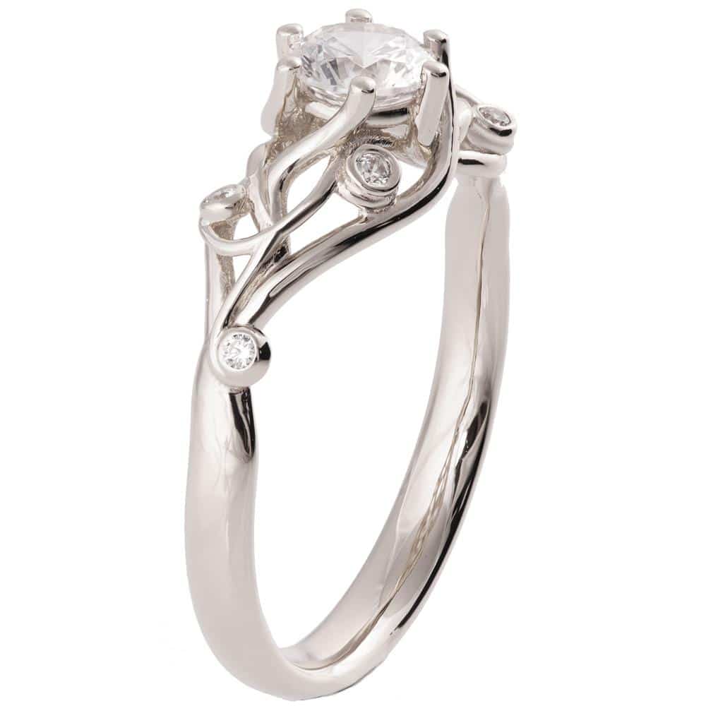 Knot Engagement Ring White Gold and Moissanite