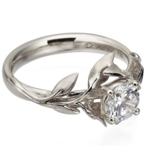 Leaves Engagement Ring White Gold and Diamond