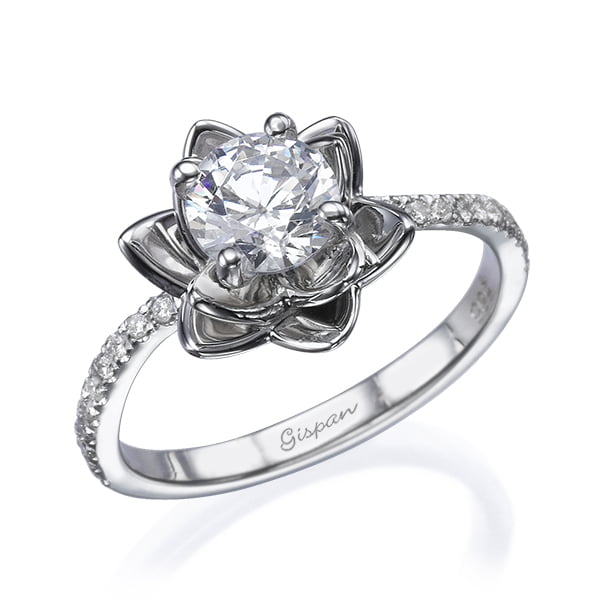 טבעת אירוסין פרח יהלום 1 קראט טבעי